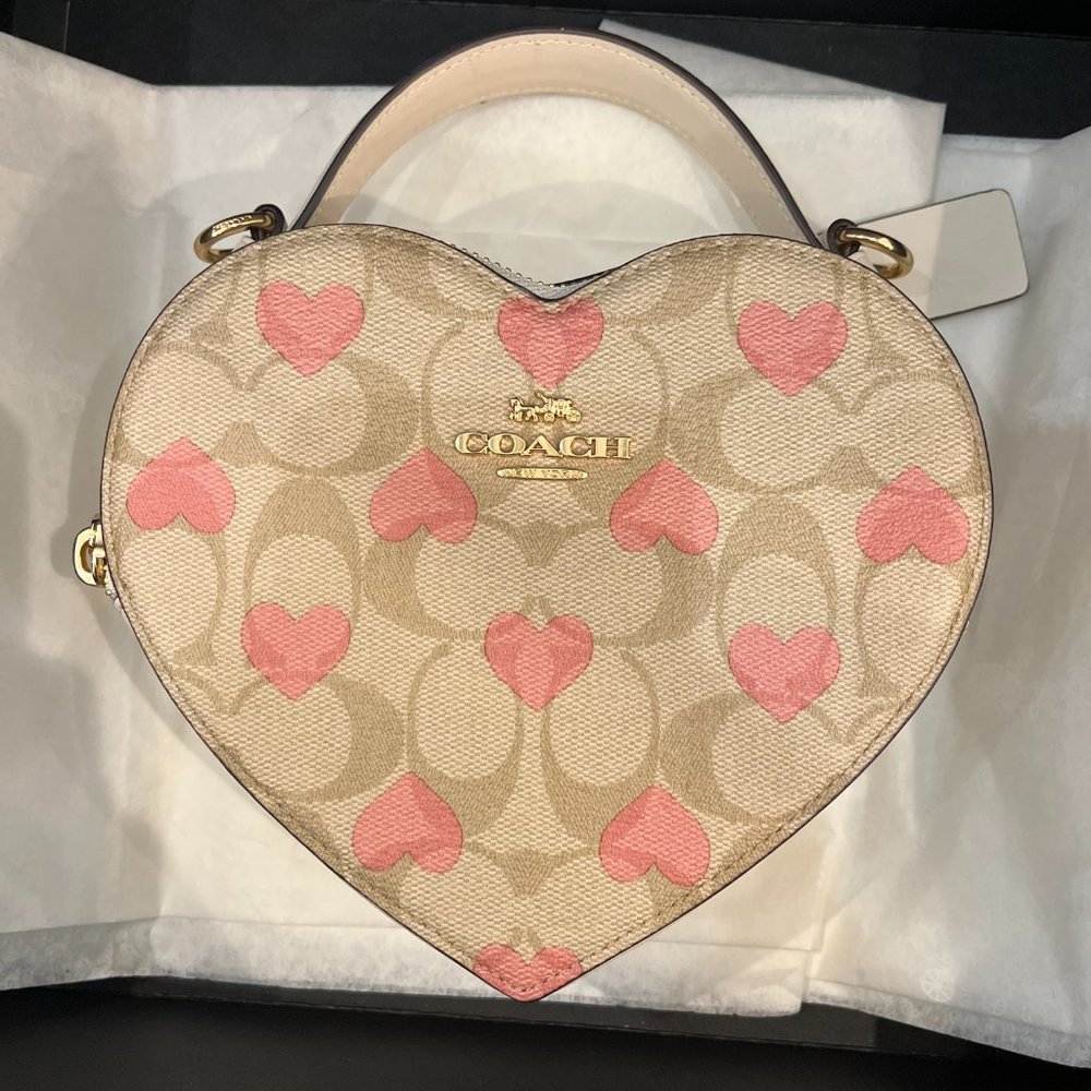 COPY - COACH Heart Crossbody In Signature Canvas With Heart Print NWT